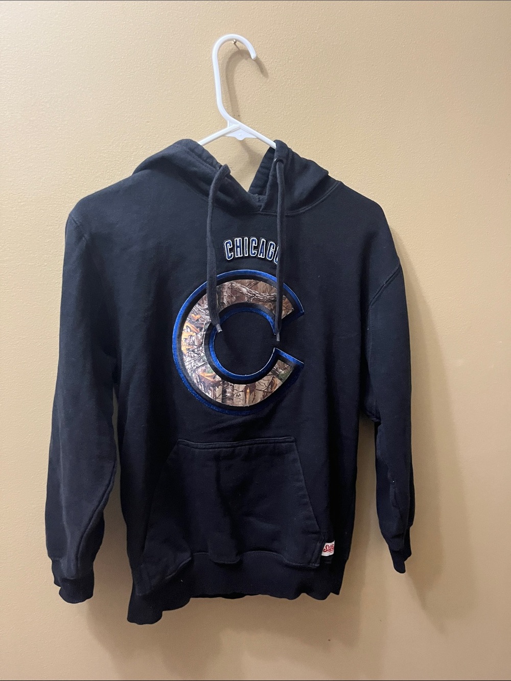 Stitches Black Zip-Up Hoodie with Blue-Trim C and Camo Inset
